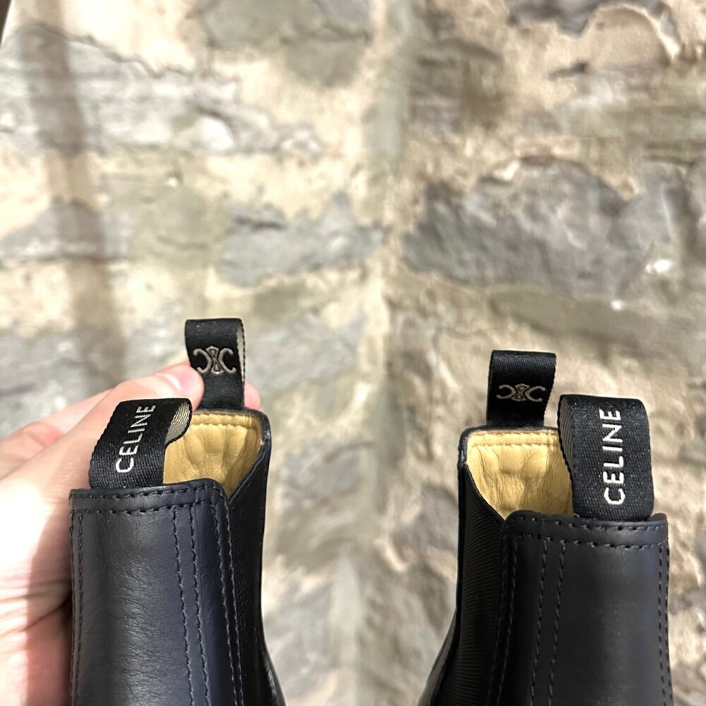 Celine Black Leather Margaret Lug Chelsea Boots - Picture 4 of 13